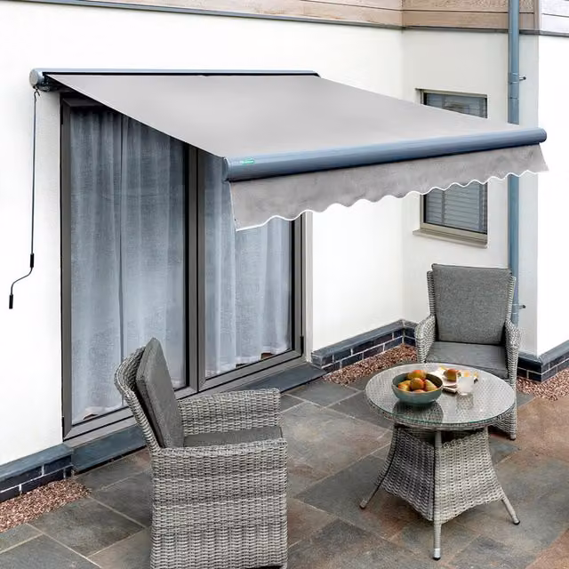 Primrose Manual Full Cassette Awning in Anthracite, Silver and Grey