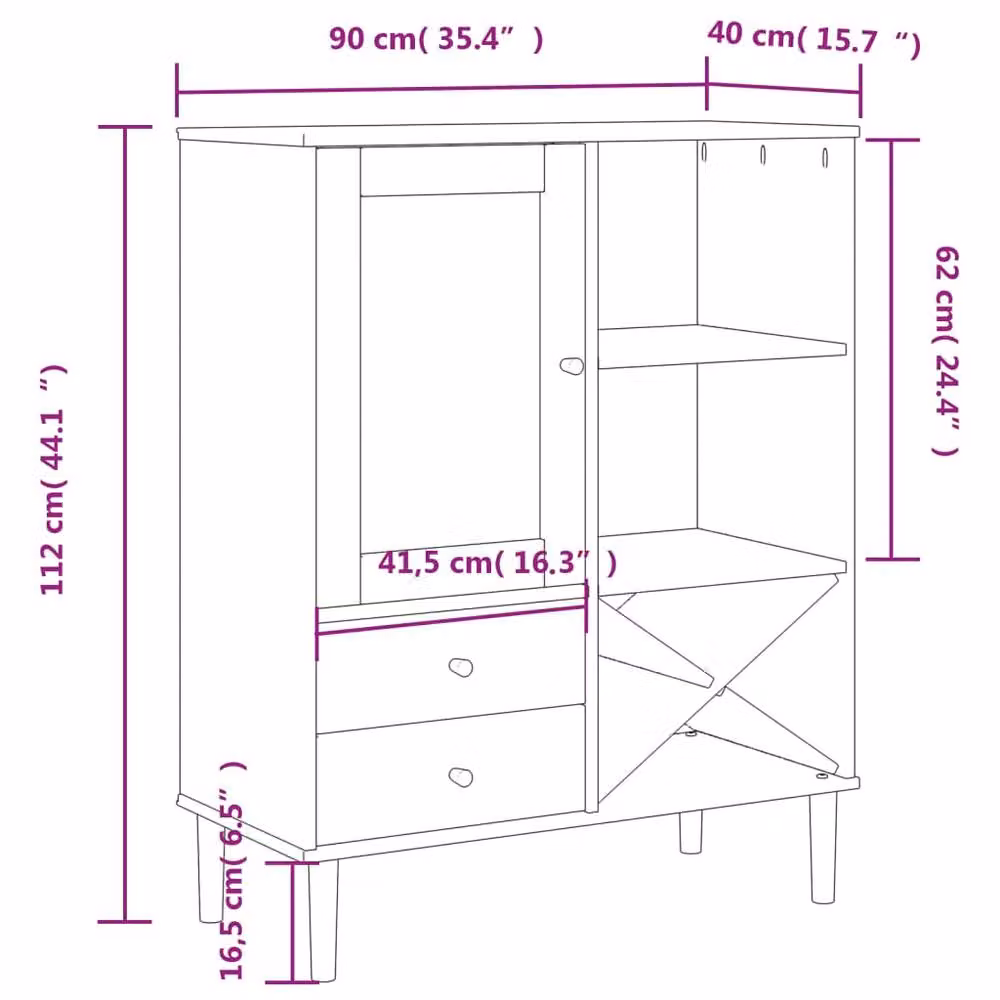 Berkfield Home Senja Highboard in White Rattan Look Solid Pine Wood, W/D/H: 90 x 40 x 112 cm – 2
