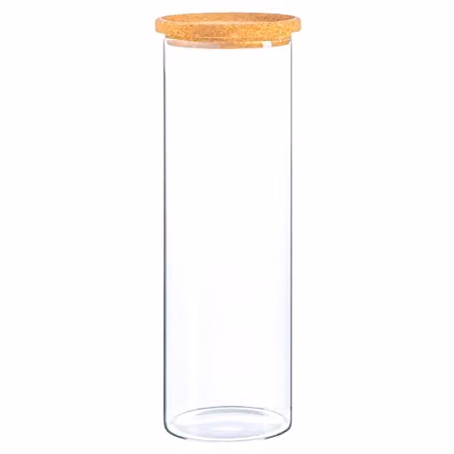 Argon Tableware Scandi Glass Storage Jar with Cork Lid, Transparent, 2 Litre
