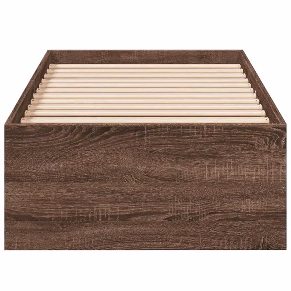Berkfield Home Small Single Wood Bed Frame in Brown Oak, W: 75 cm, L: 190 cm – 4