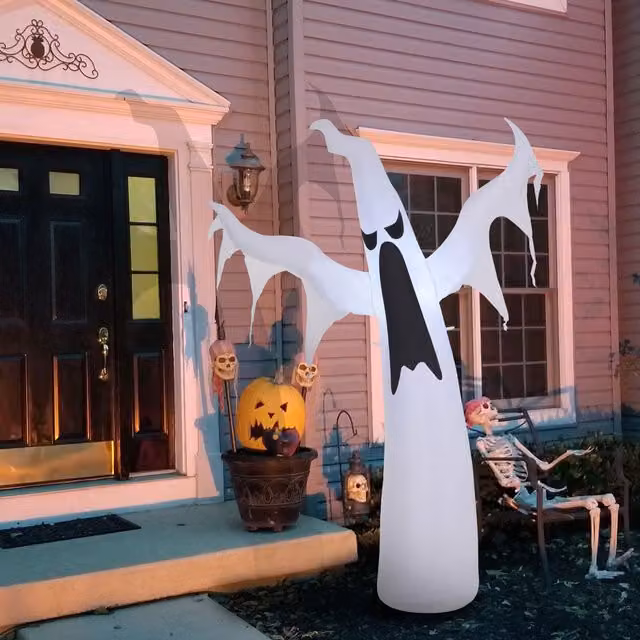 HOMCOM 1.8m Inflatable Halloween Ghost Decoration with LED Lights and Fan, White – 1