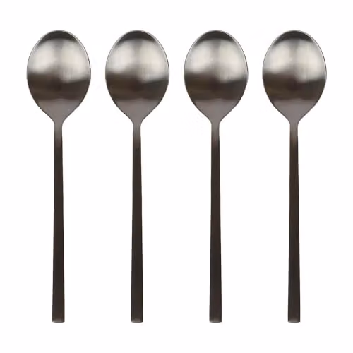 Argon Tableware Stainless Steel Dessert Spoons, Pack of 4, Matte Black