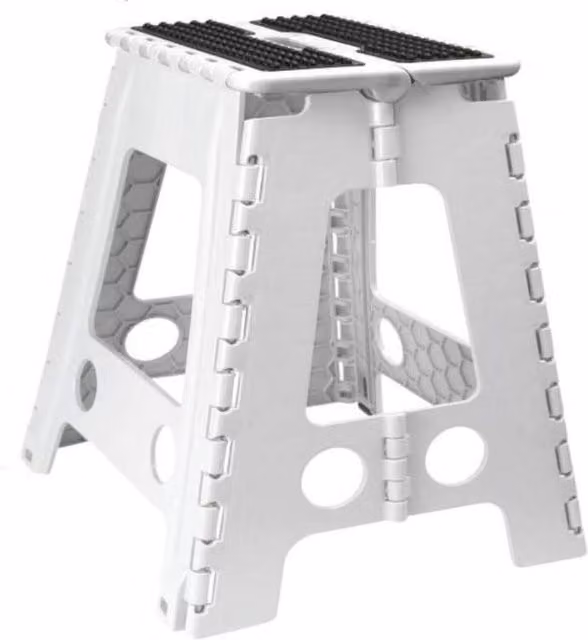MANTRARAJ White Foldable Step Stool with Handle and Rubber Feet