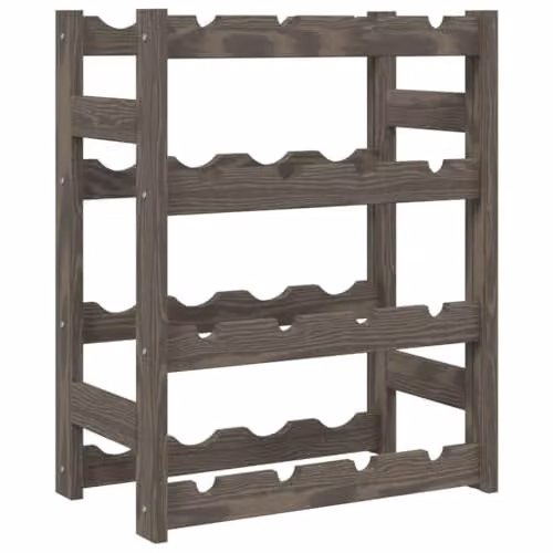 vidaXL Grey Solid Pine Wood Wine Rack for 16 Bottles – 1