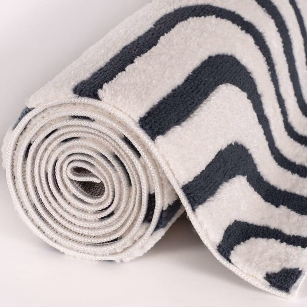 THE RUGS Loft Curved Line Navy Blue Soft Pile Area Rug, W: 80 cm, L: 150 cm – 7