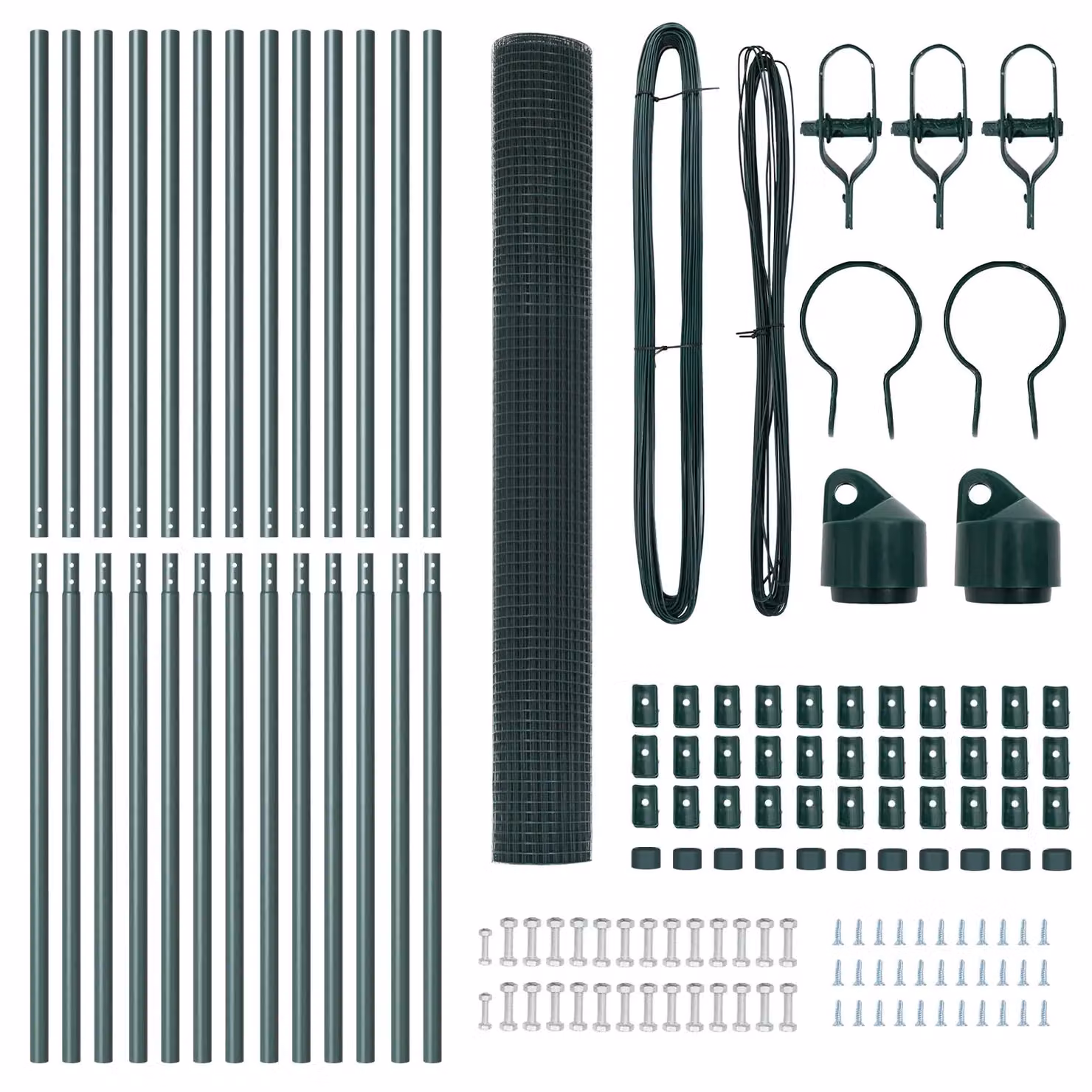 Berkfield Home Set of 2 Green Powder-Coated Round Steel Fence Posts – 4