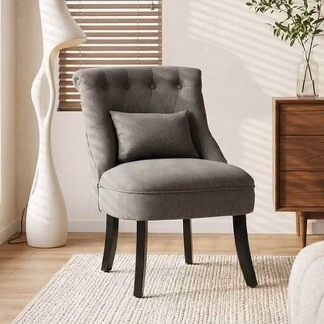 NESTLUNE Grey Fabric Single Sofa with Armrests and Wood Legs, W: 100 cm, D: 15 cm – 1