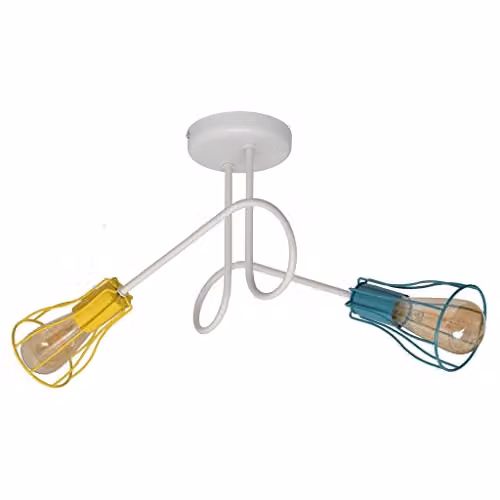 Netlighting Oxford Multi Arm Semi Flush Ceiling Light in White, Yellow and Turquoise
