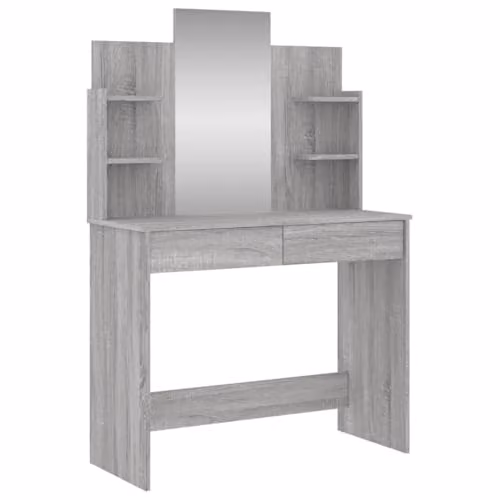 vidaXL Dressing Table with Mirror in Grey Sonoma, W/D/H: 96 x 39 x 142 cm