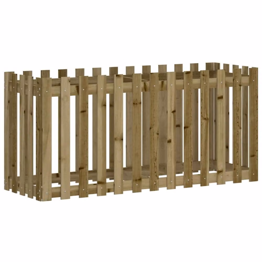 Berkfield Home Brown Impregnated Pine Wood Raised Garden Bed with Fence Design W: 150 cm, D: 50 cm, H: 70 cm – 3