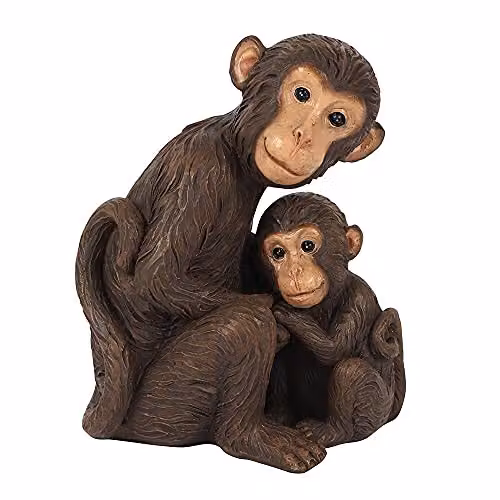 KDMD Brown Mother and Baby Monkey Ornament with Rustic Design – 1