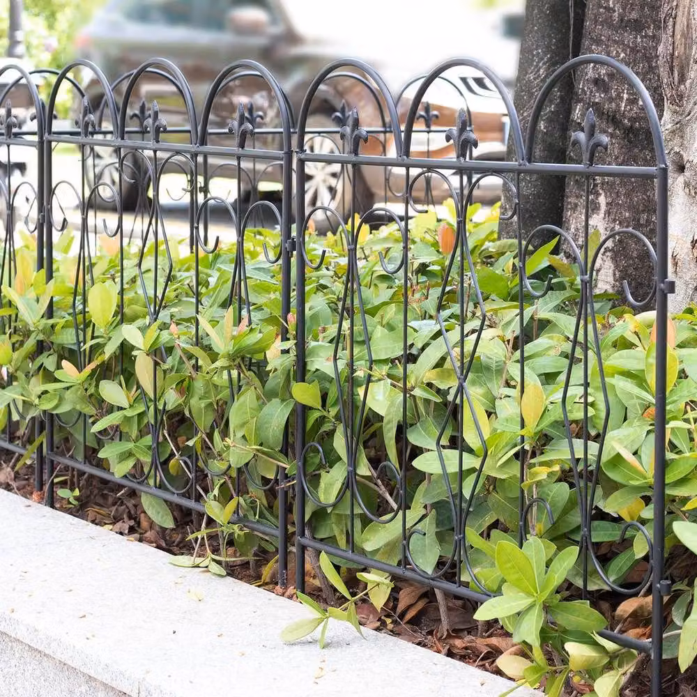 KORVIXA 5-Piece Steel Interlocking Decorative Garden Fence in Black, W/H: 100 x 100 cm – 4