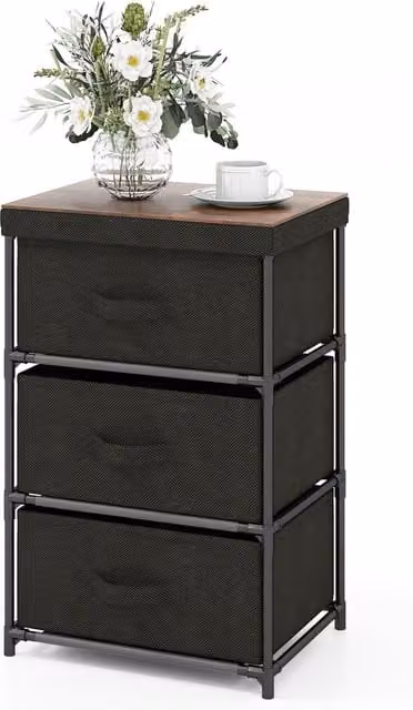 Costway 3-Tier Fabric Dresser Chest in Black