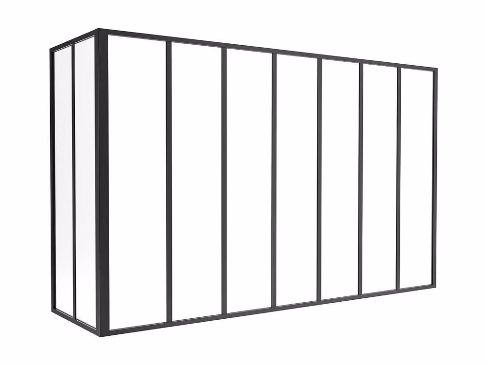 Vente-unique Corner Studio Glass Panelling in Powder-Coated Aluminium, Black, W: 60 cm, L: 210 cm – 2