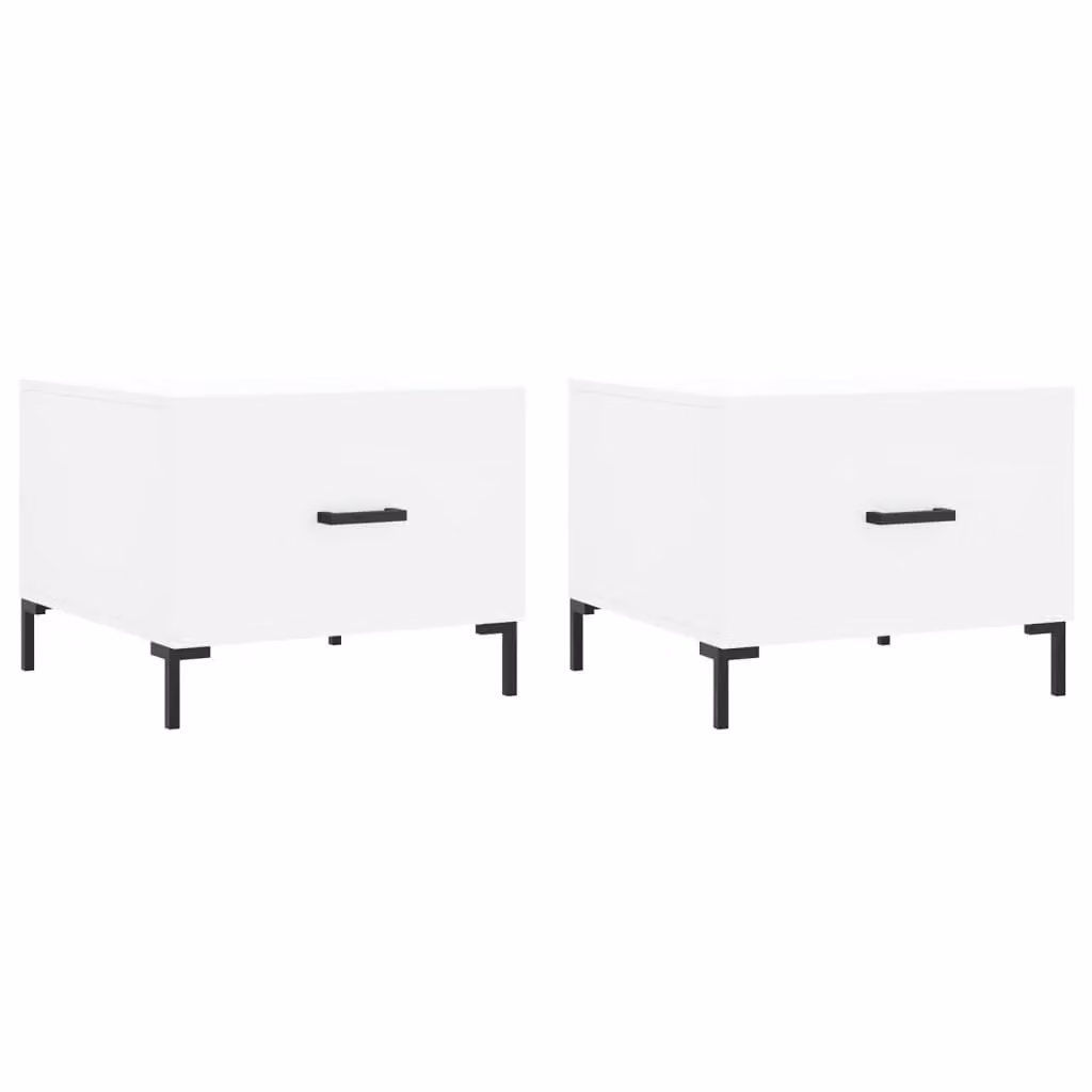 Berkfield Home Set of 2 White Modern Square Coffee Tables, W/D/H: 50 x 50 x 40 cm – 2