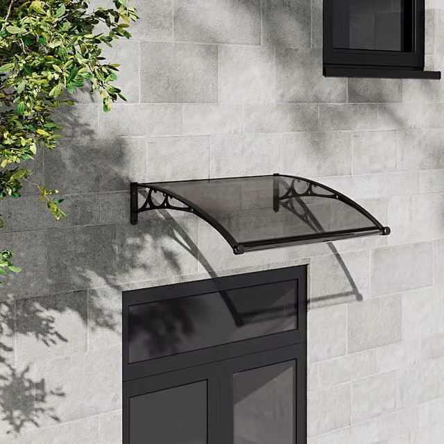 Breeins Outdoor Window and Door Awning Canopy in Dark Grey with Aluminium and Polycarbonate Construction