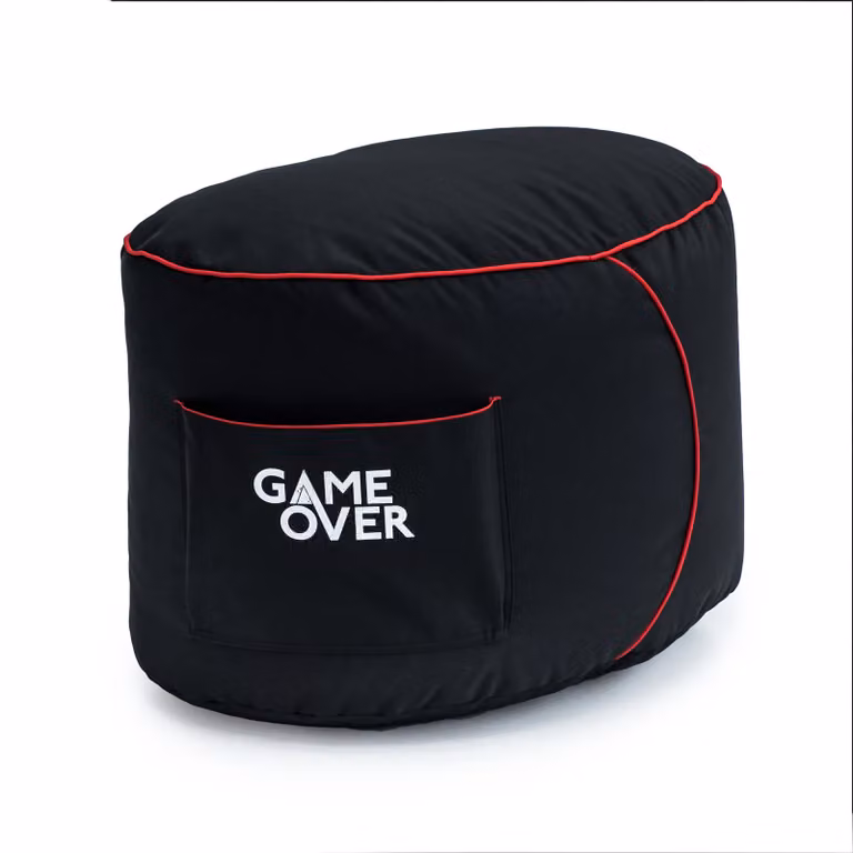 GameOver Store Fire Rune Video Gaming Bean Bag Footstool, Black, W/D/H: 40 x 40 x 42 cm