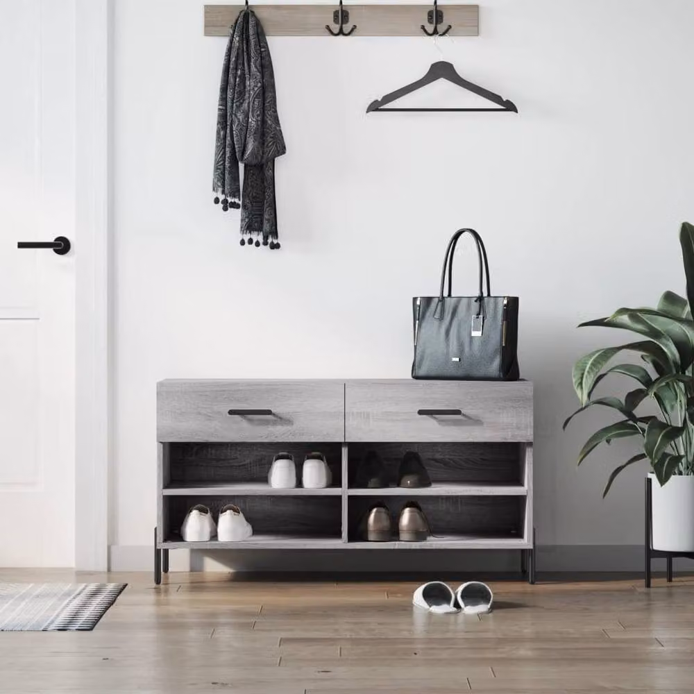 Berkfield Home Grey Sonoma Shoe Bench W/D/H: 102 x 35 x 55 cm – 2