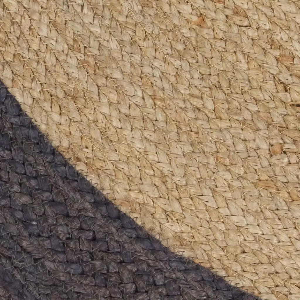 Berkfield Home Handmade Braided Jute Round Rug in Beige with Dark Grey Border, Diameter: 100 cm – 3