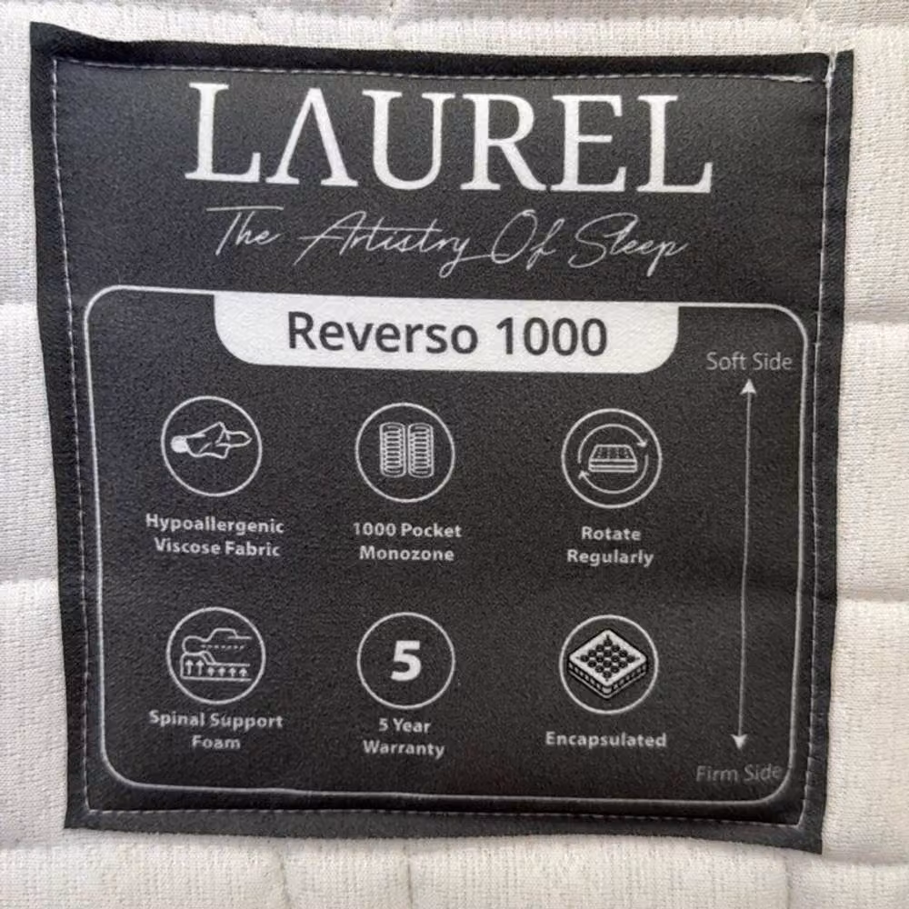 Desire Deco Laurel Reverso 1000 Pocket Spring Mattress in White, W/D/H: 120 x 200 x 30.48 cm – 4