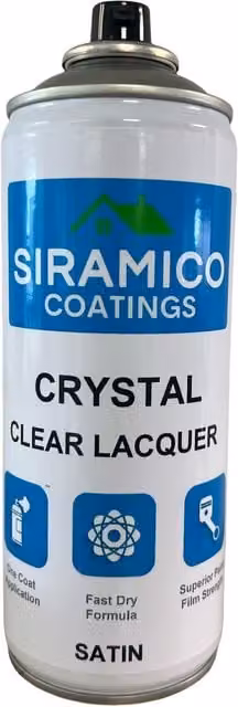 SIRAMICO COATINGS Crystal Clear Lacquer Multi-Surface Paint, Clear Satin Finish, 400 ml