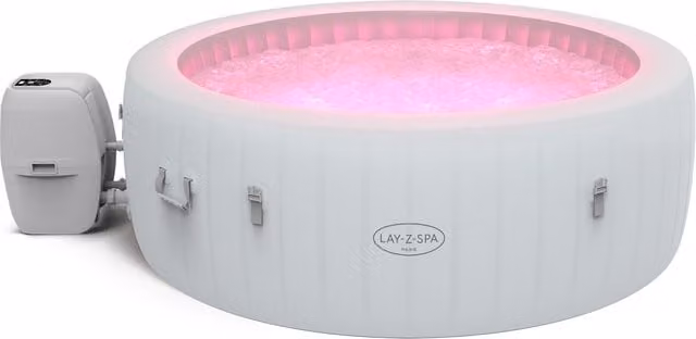 Lay-Z-Spa Paris AirJet Inflatable Round Hot Tub, Grey, 5-7 Person Capacity