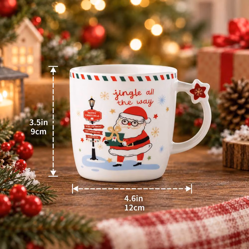 Simpa Letters to Santa Christmas Ceramic Mug Collection, Multicolour, Set of 6, 360ml – 5