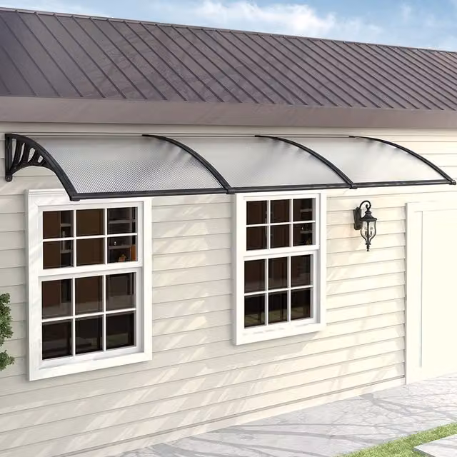 Livingandhome Outdoor Curved Shielded Rain Shelter in Black and Transparent, 270 cm