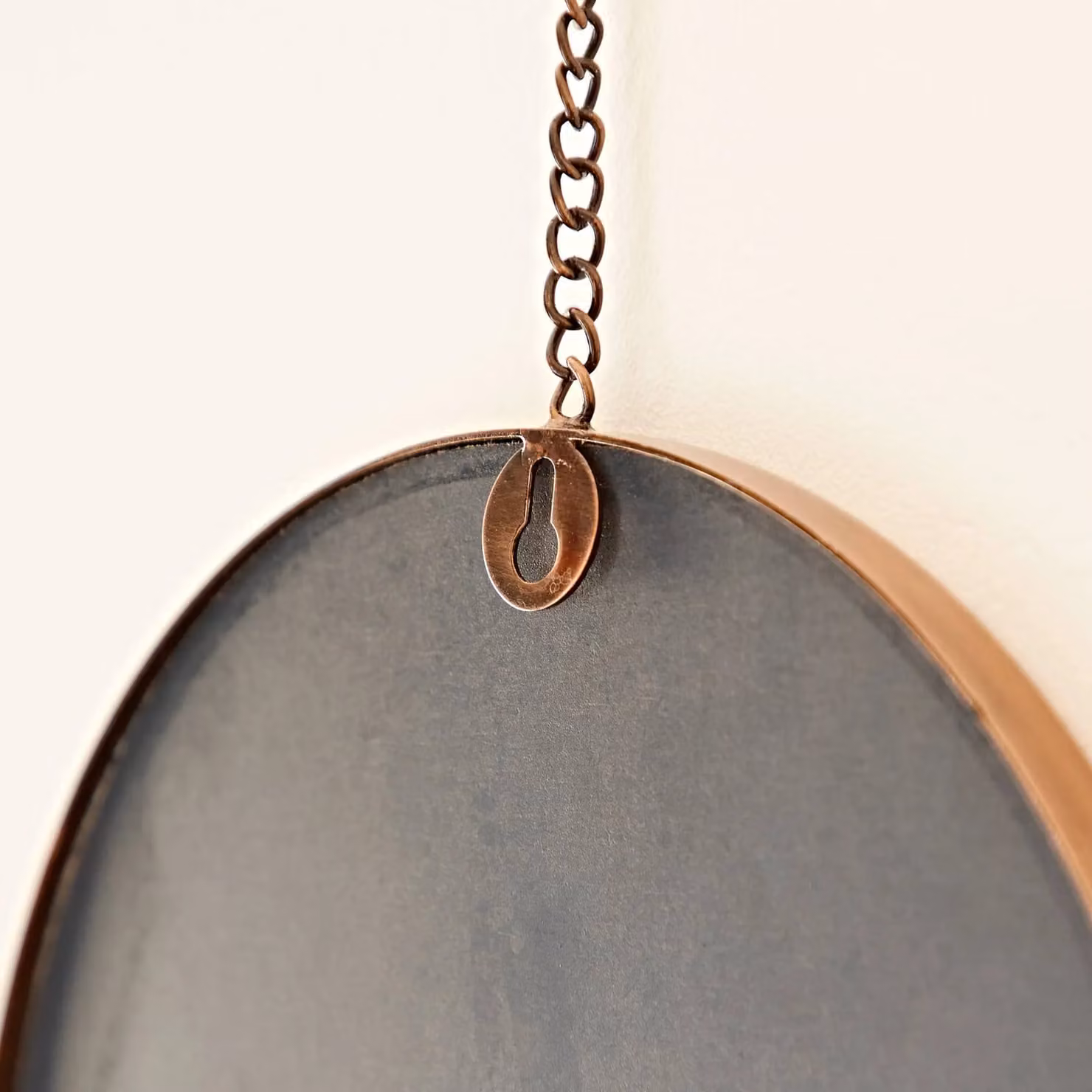 Paper High Darpan Oval Antique Copper Hanging Chain Wall Mirror in Bronze and Brown – 3