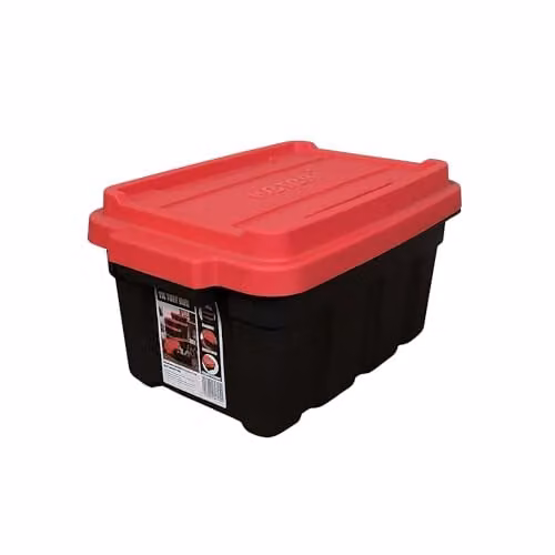 Samuel Alexander 11L Black and Red Stackable Plastic Storage Box with Lid and Handles – 3