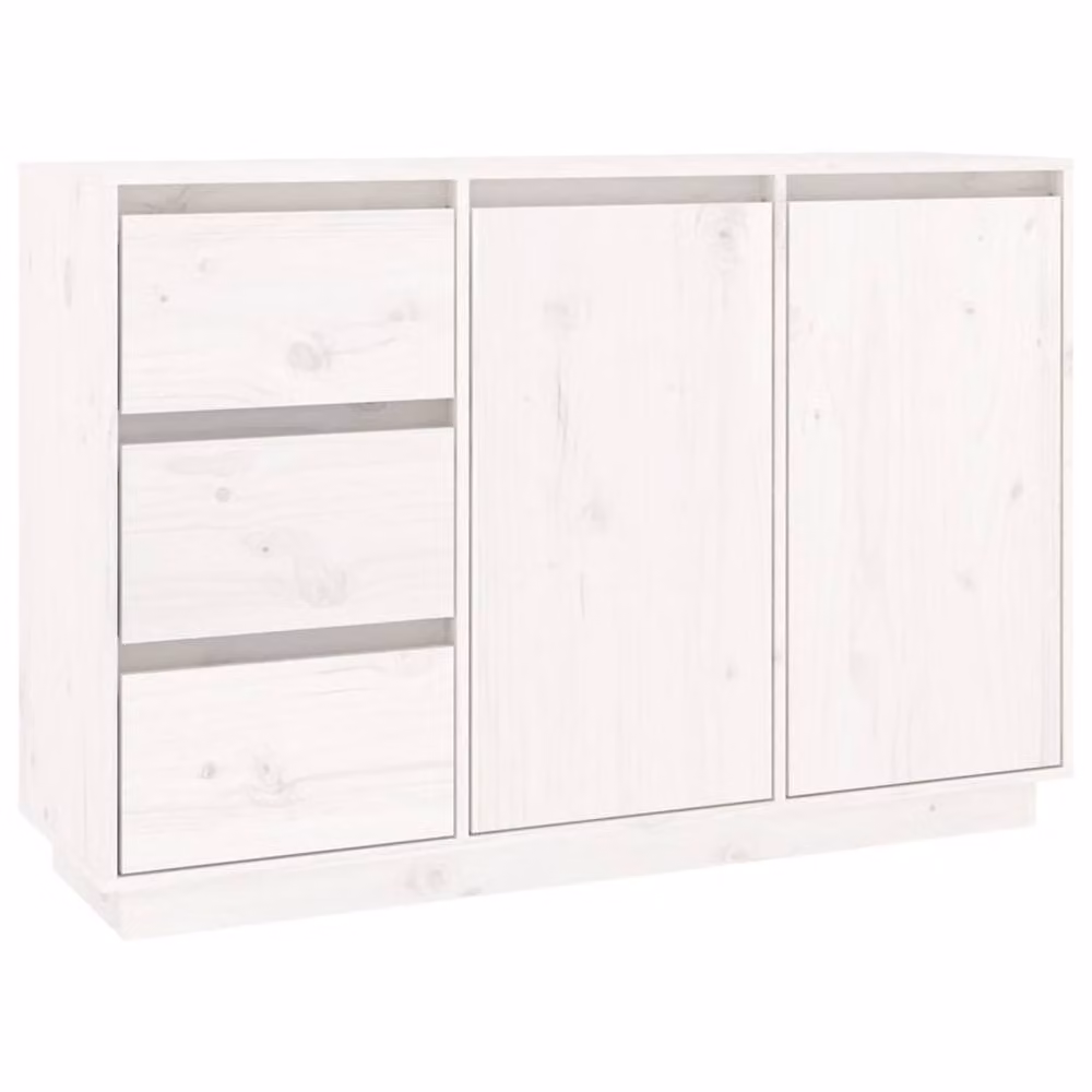 Berkfield Home White Solid Wood Pine Sideboard W/D/H: 111 x 34 x 75 cm – 2