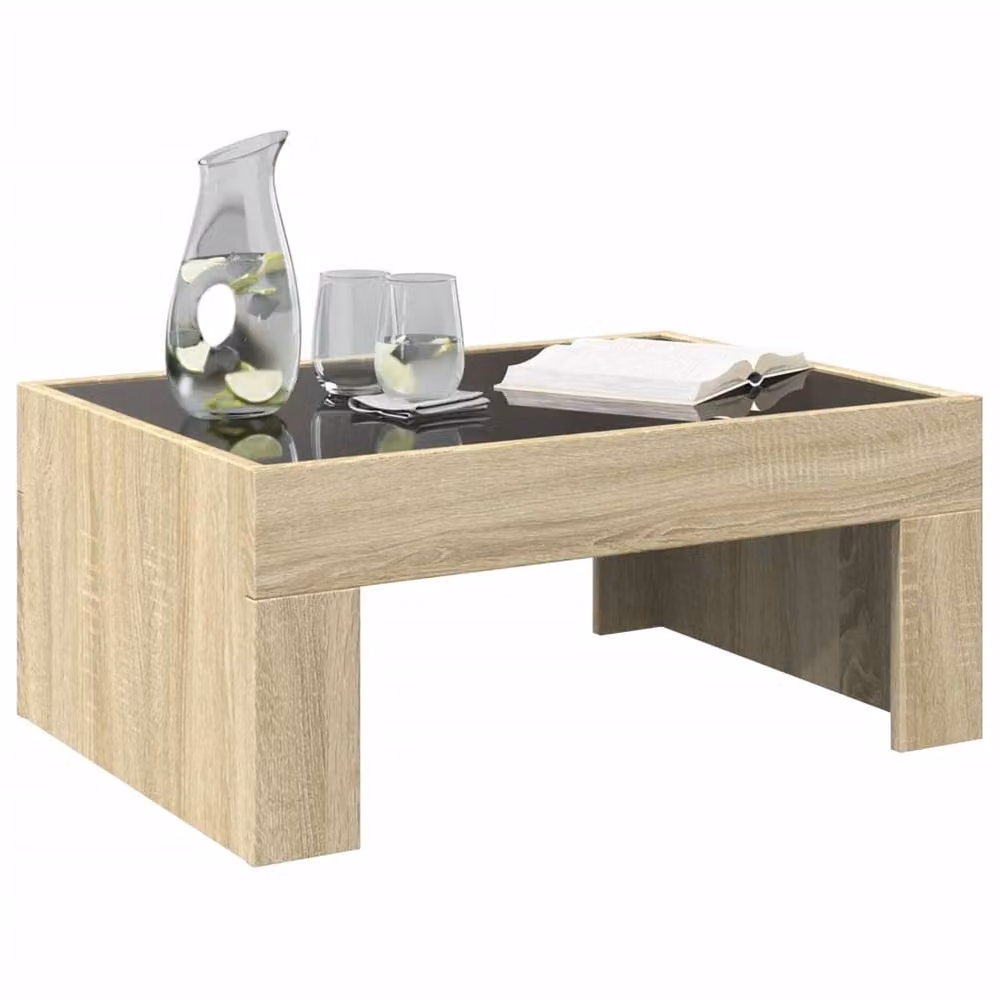 Berkfield Home Infinity LED Coffee Table in Sonoma Oak Brown, W: 70 cm, D: 50 cm, H: 30 cm – 2