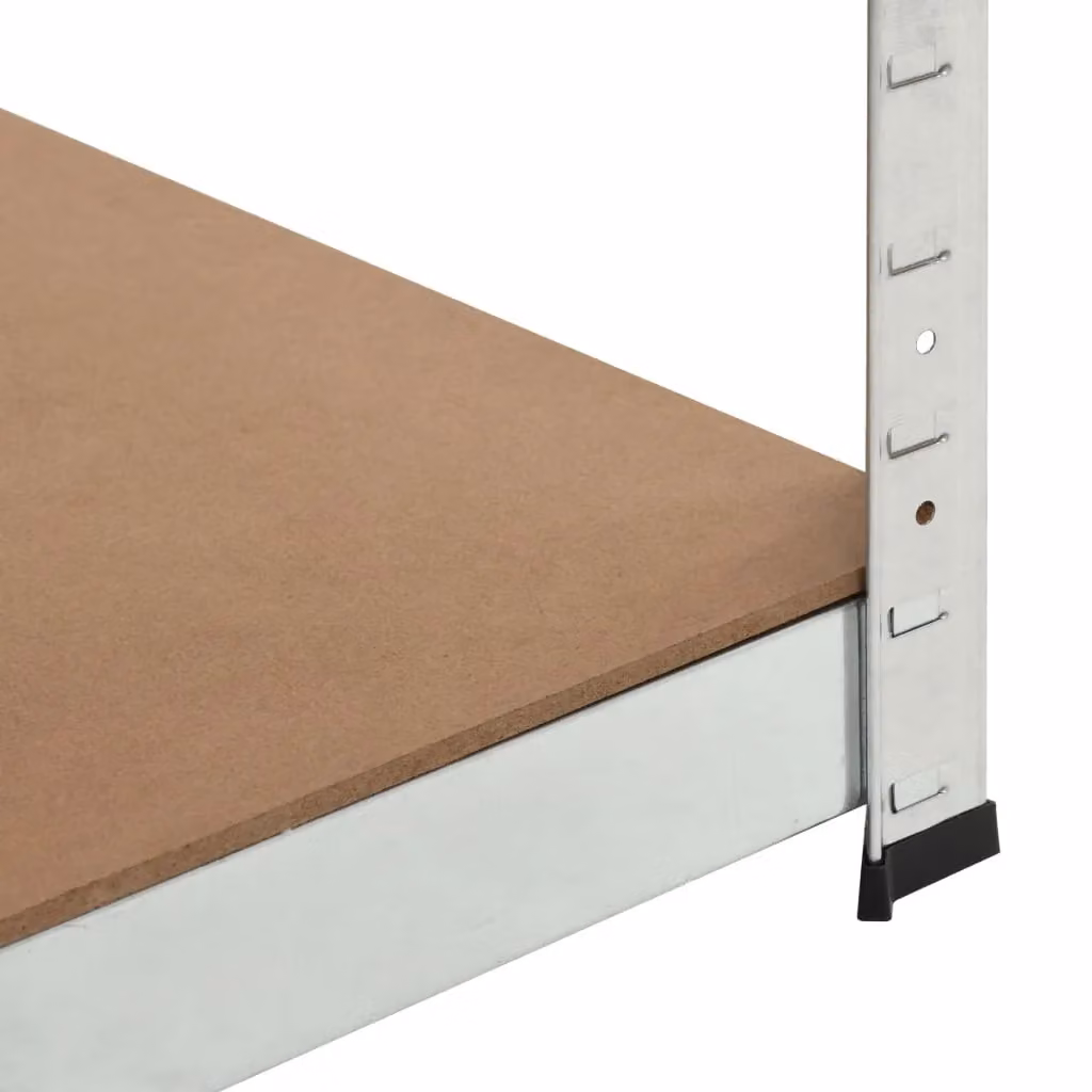 Berkfield Silver Home Storage Shelf with Adjustable Shelves, Steel and MDF, W/D/H: 75 x 75 x 180 cm – 4
