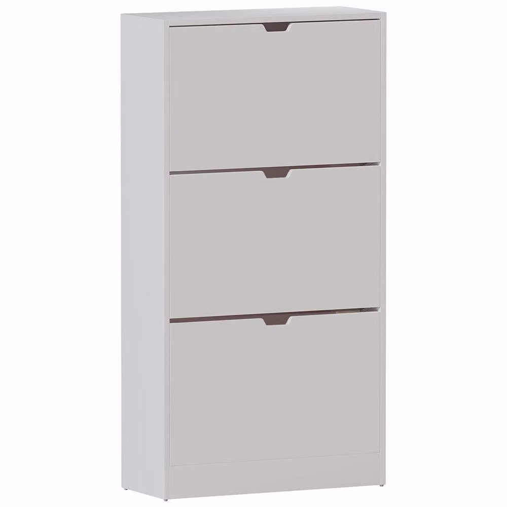 HD Designs Vida Designs Modern 3 Drawer White Shoe Cabinet with Tilting Compartments – 2