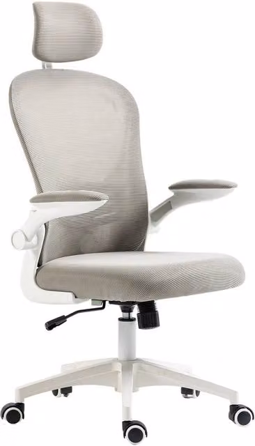 NESTLUNE Ergonomic Office Chair with Headrest and Armrests in Grey Fabric – 1