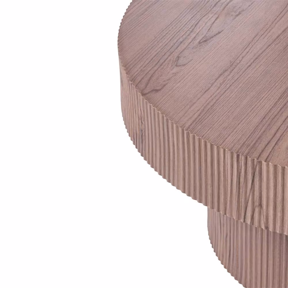 Wyld and Coco Round Coffee Table in Brown with MDF Top, Diameter: 80 cm, Height: 38 cm – 3