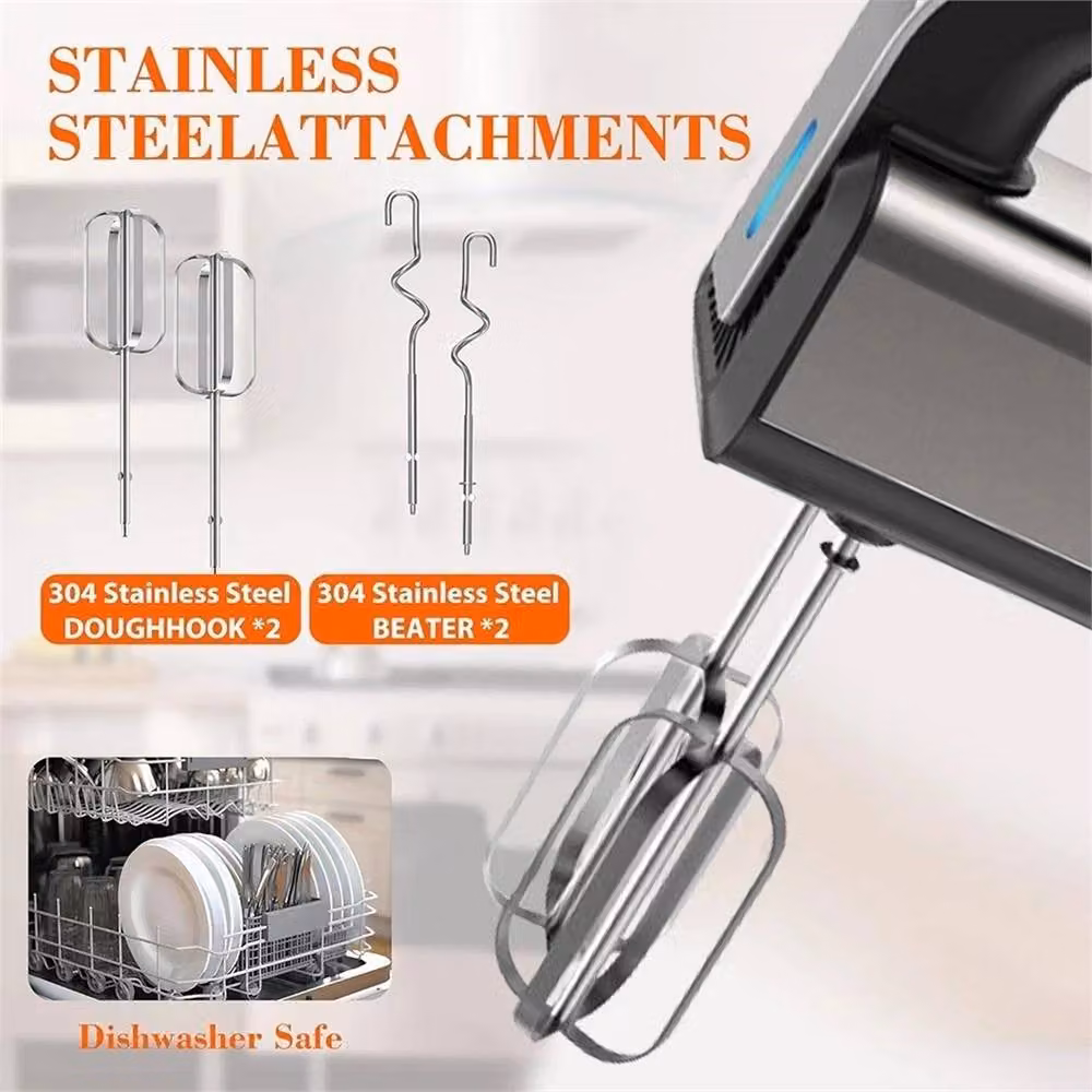 VOGREX 800W 5-Speed Turbo Electric Hand Mixer and Egg Beater in Silver – 5
