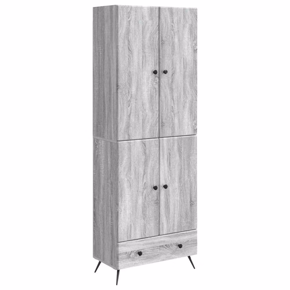 Berkfield Home 2-Piece Modern Grey Sonoma Cabinet Set with Integrated Lighting and Internal Shelving – 2