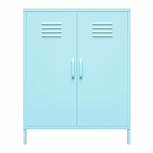 DHP Furniture Cache Retro Metal 2 Door Storage Cabinet in Green/Turquoise, W/D/H: 80.01 x 40.01 x 101.5 cm – 1