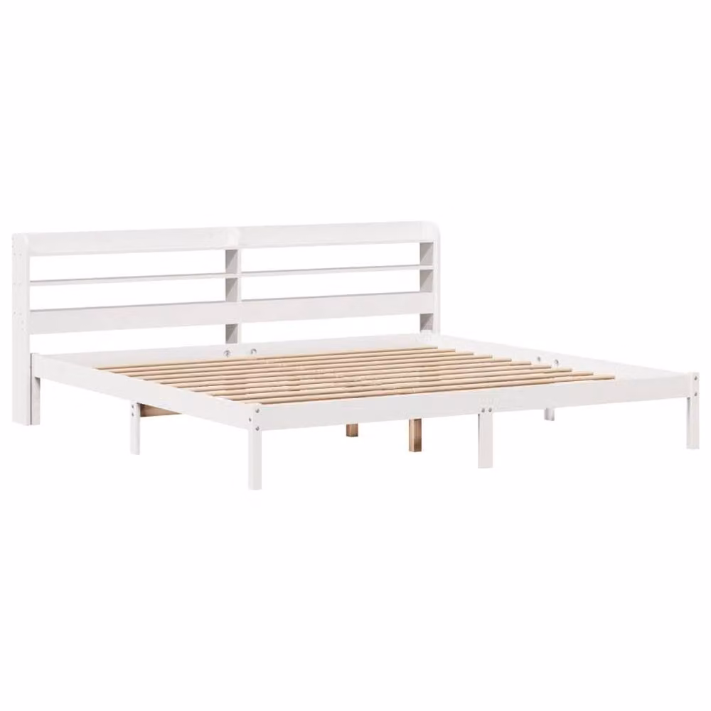Berkfield Home Super King Bed Frame in White Solid Pine Wood with Side Compartments, W/D/H: 180 x 200 cm – 2