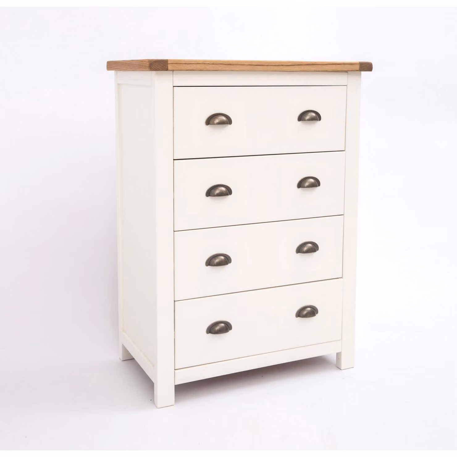 Cabinet Bits Lovere 4 Drawer Chest of Drawers in White with Antique Brass Cup Handles – 2