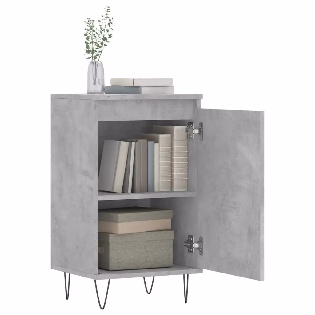 Berkfield Home Set of 2 Modern Sideboards in Concrete Grey and Black, W/D/H: 40 x 35 x 70 cm – 3