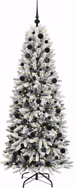 Berkfield Home Green Artificial Christmas Tree with 300 White LEDs, W/D/H: 73 x 73 x 180 cm – 1