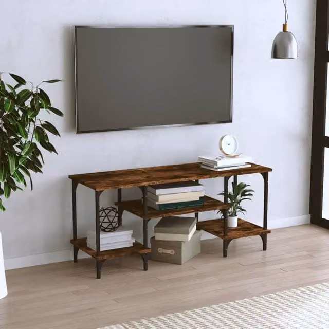 Berkfield Home Smoked Oak TV Cabinet in Brown, W/D/H: 102 x 35 x 45.5 cm – 1