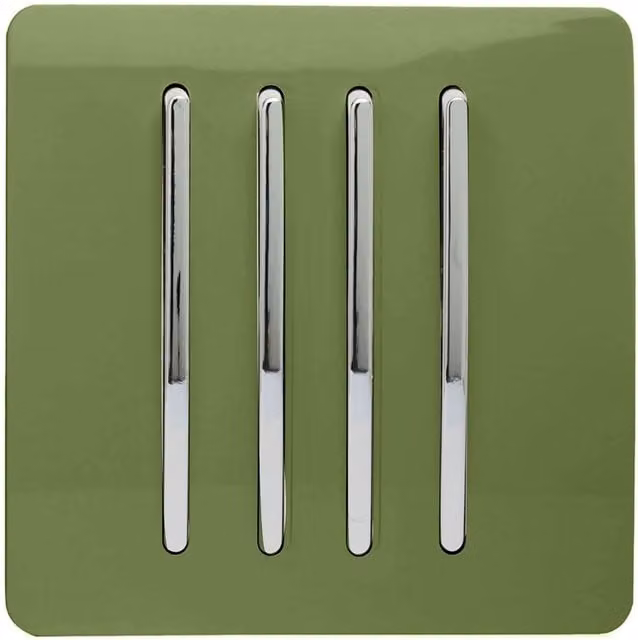 Trendi 4 Gang 2 Way Modern Glossy Tactile Light Switch in Green – 1