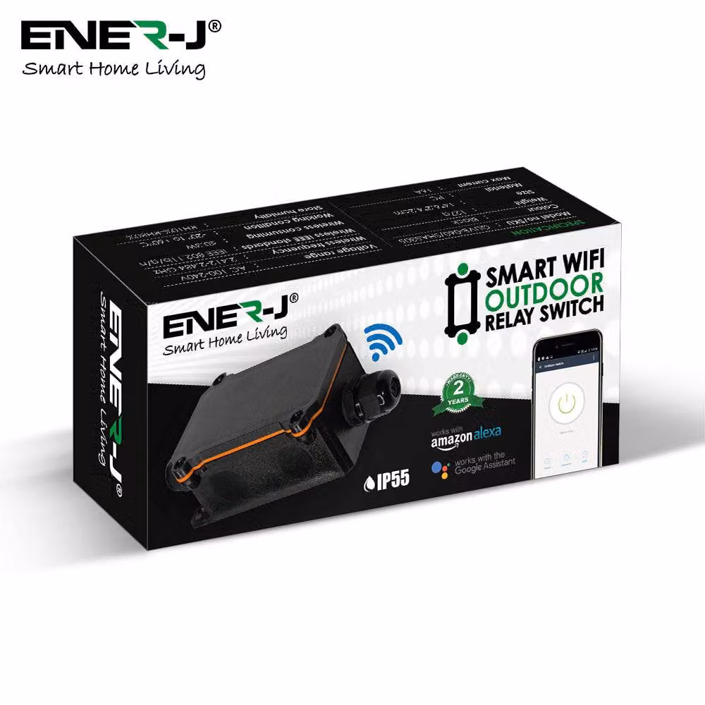 ENER-J Smart WiFi Outdoor Relay Switch, White, 240V Mains – 2