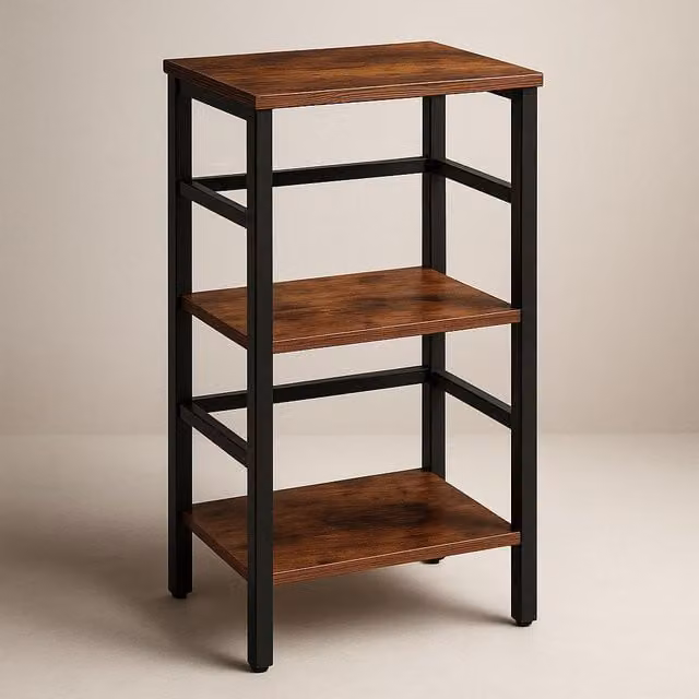 Rafaelo Mobilia 3 Tier Industrial Living Room Side End Table, Brown and Black, W: 40 cm, D: 30 cm, H: 81 cm