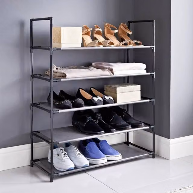 FORGEVIO 5 Tier Spaceways Shoe Rack in Black – 1