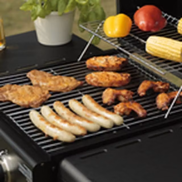 Tepro Mayfield 2 Gas Burner BBQ with Warming Rack and Cart in Black and Stainless Steel