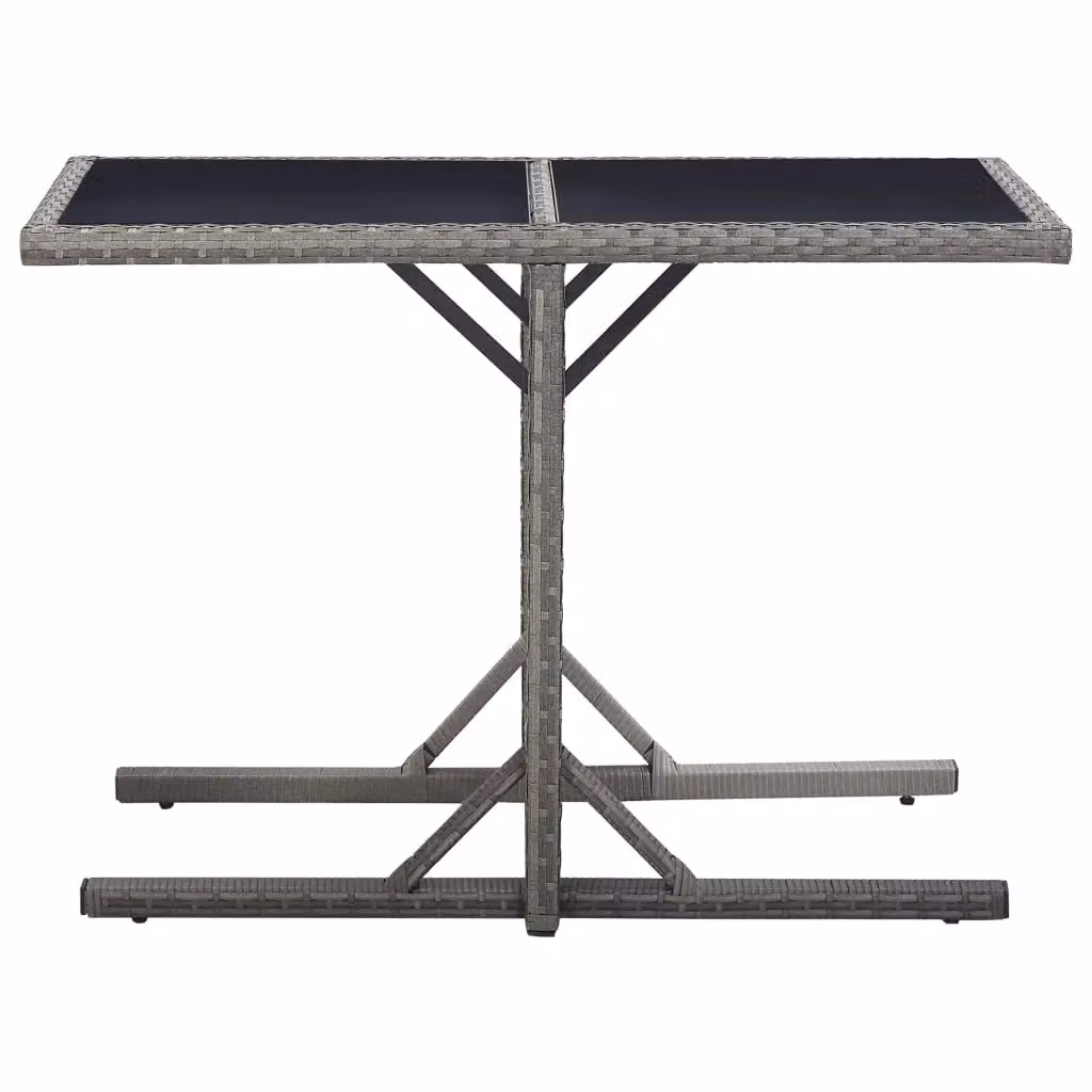 Berkfield Home Garden Table in Anthracite and Black with Glass and Poly Rattan, W/D/H: 110 x 53 x 72 cm – 2